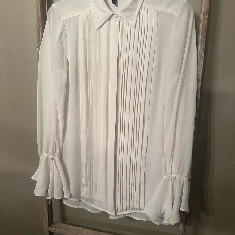 White House Black Market Cream Blouse